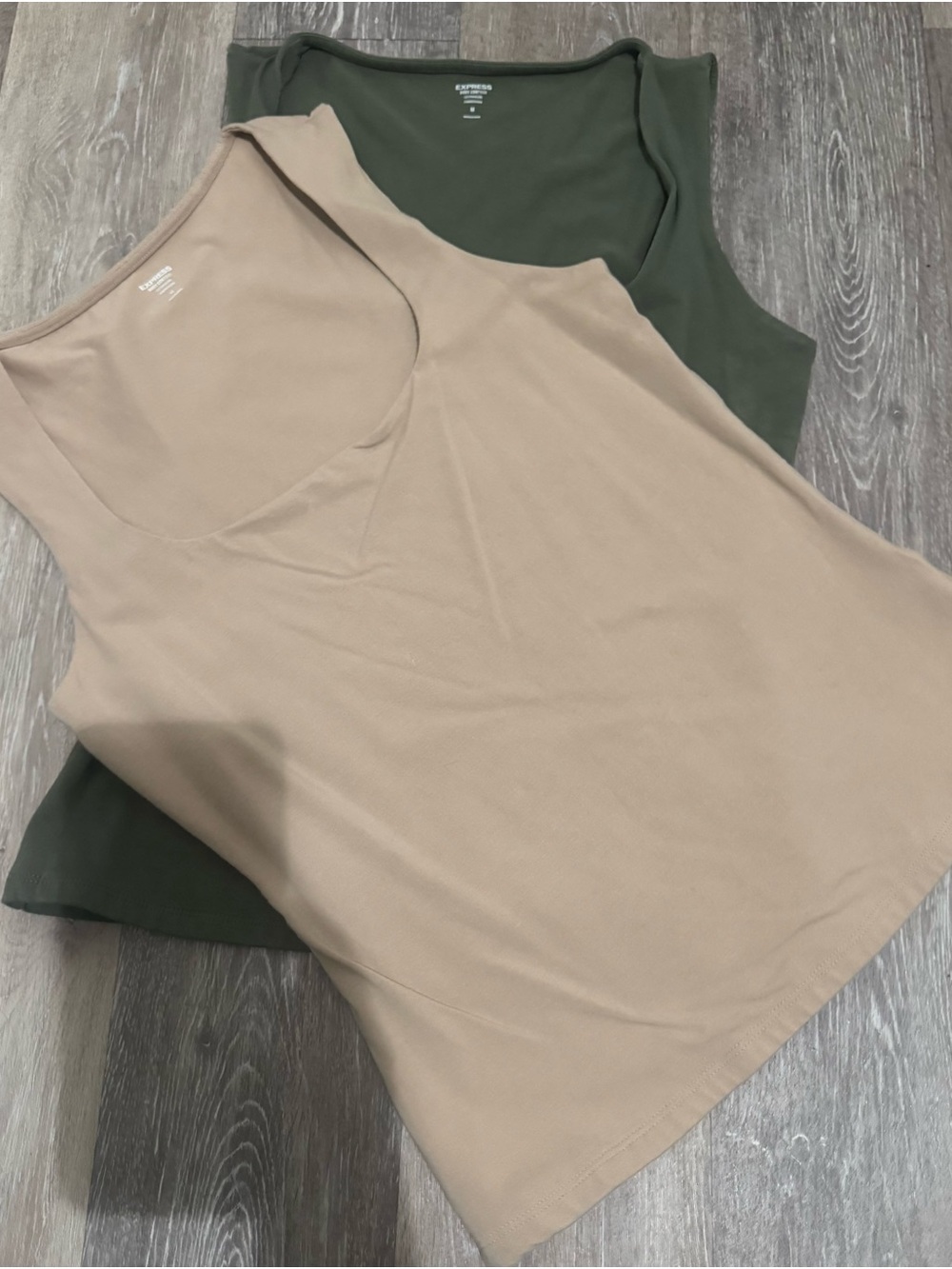 Lot Express Scoop Neck Tank Tops - Beige and Olive